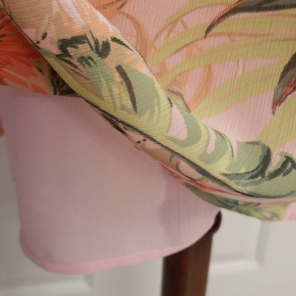 J. Jill Pink Tropical Floral Bell Sleeve Tunic - Picture 5 of 15